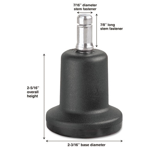 Image of Master Caster® High Profile Bell Glides, Grip Ring Type B Stem, 2.19" x 2.31" Glide, Matte Black, 5/Set