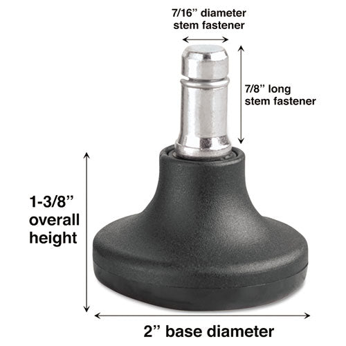 Image of Master Caster® Low Profile Bell Glides, Grip Ring Type B Stem, 2" x 1.38" Glide, Matte Black, 5/Set