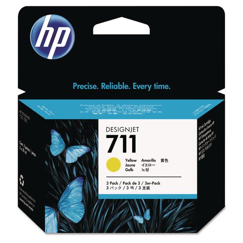 Image of HP HP 711, (cz136a) 3-Pack Yellow Original Ink Cartridges