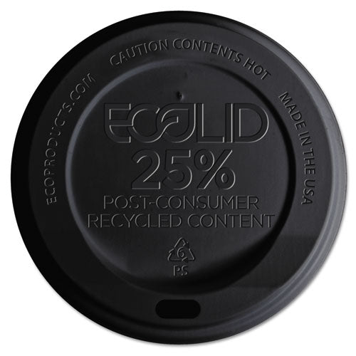 Image of Eco-Products® EcoLid 25% Recycled Content Hot Cup Lid, Fits 10 oz to 20 oz Hot Cups, Plastic, Black, 100/Pack, 10 Packs/Carton