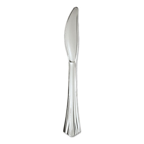 Image of WNA Heavyweight Plastic Knives, Reflections Design, Silver, 600/Carton