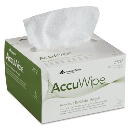 Image of Georgia Pacific® Professional AccuWipe Recycled One-Ply Delicate Task Wipers, 1-Ply, 4.5 x 8.25, Unscented, White, 280/Box