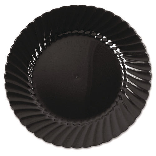 Image of WNA Classicware Plastic Plates, 6" Dia, Black, 10/pack, 18 Packs/carton