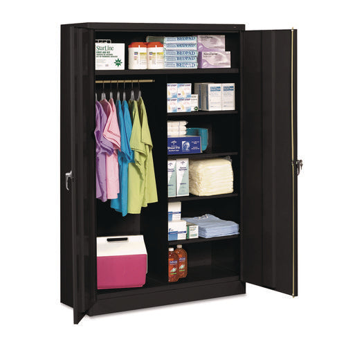 Image of Tennsco Jumbo Combination Steel Storage Cabinet, 48w X 24d X 78h, Black