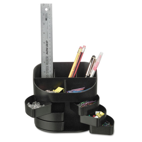 Image of Officemate Double Supply Organizer, 11-Compartments, 6 Drawers, Plastic, 6.5 x 4.75 x 5.75, Black