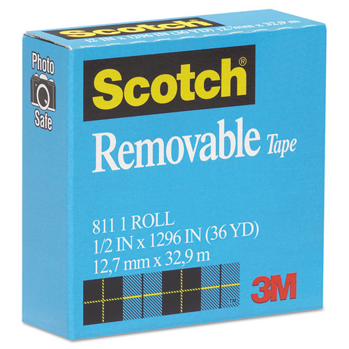Image of Scotch® Removable Tape, 1" Core, 0.5" X 36 Yds, Transparent