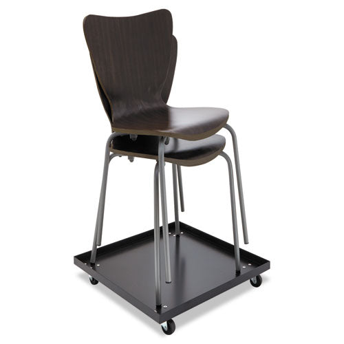 Image of Alera® Stacking Chair Dolly, Metal, 320 lb Capacity, 22.44" x 22.44" x 3.93", Black