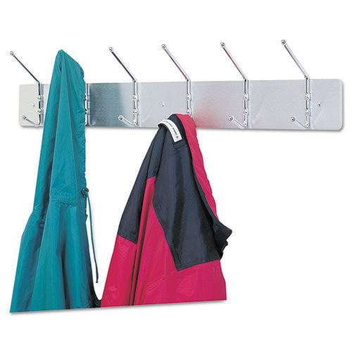 Image of Safco® Metal Wall Rack, Six Ball-Tipped Double-Hooks, Metal, 36w x 3.75d x 7h, Satin