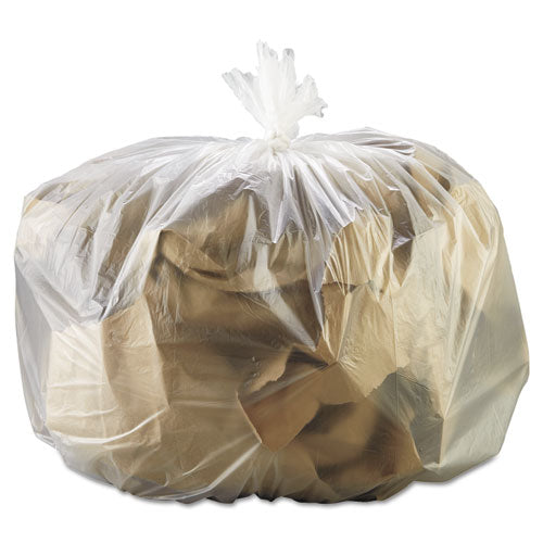 Image of Boardwalk® High-Density Can Liners, 33 gal, 13 mic, 33" x 39", Natural, Perforated Roll, 25 Bags/Roll, 10 Rolls/Carton