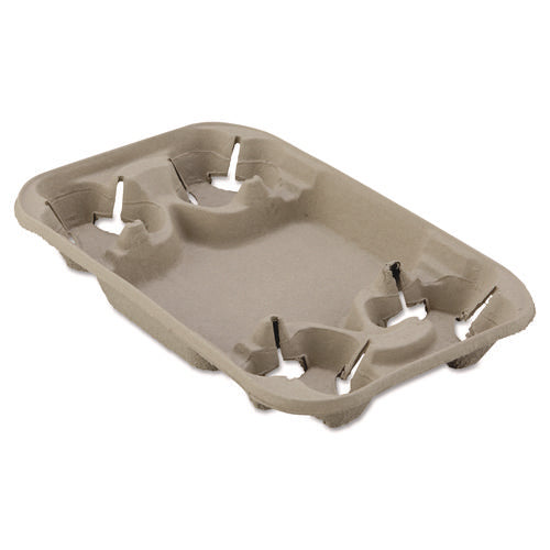 Image of Chinet® StrongHolder Molded Fiber Cup/Food Tray, 8 oz to 22 oz, Four Cups + Food Tray, Beige, 250/Carton