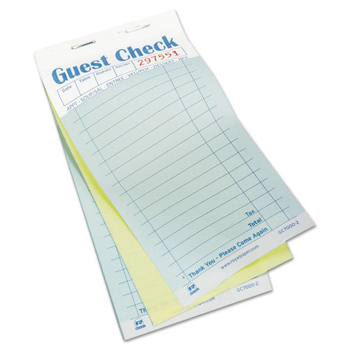 Image of AmerCareRoyal® Guest Check Pad, 17 Lines, Two-Part Carbonless, 3.6 x 6.7, 50 Forms/Pad, 50 Pads/Carton