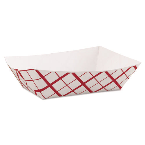 Image of SCT® Paper Food Baskets, 3 lb Capacity, 7.2 x 4.95 x 1.94, Red/White, Paper, 500/Carton