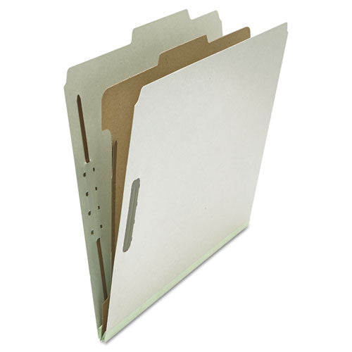 Image of Universal® Four-Section Pressboard Classification Folders, 2" Expansion, 1 Divider, 4 Fasteners, Letter Size, Gray Exterior, 10/Box