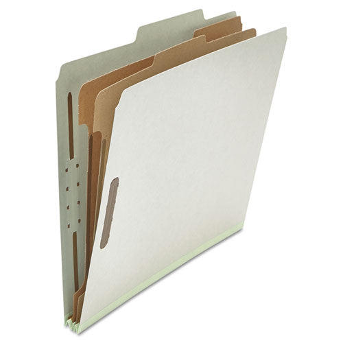 Image of Universal® Six-Section Pressboard Classification Folders, 2" Expansion, 2 Dividers, 6 Fasteners, Letter Size, Gray Exterior, 10/Box