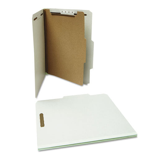 Image of Universal® Four-Section Pressboard Classification Folders, 2" Expansion, 1 Divider, 4 Fasteners, Letter Size, Gray Exterior, 10/Box