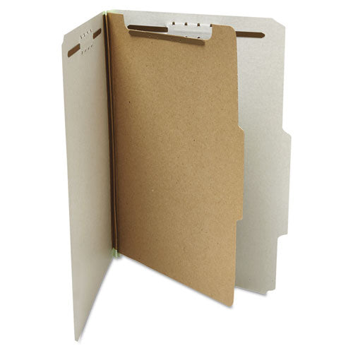 Image of Universal® Four-Section Pressboard Classification Folders, 2" Expansion, 1 Divider, 4 Fasteners, Letter Size, Gray Exterior, 10/Box