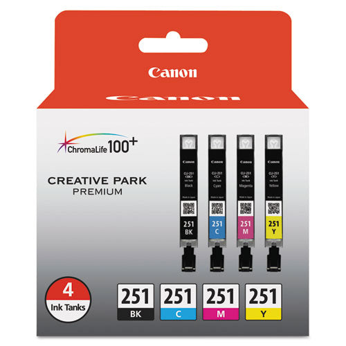 Image of Canon® 6513b004 (cli-251) Chromalife100+ Ink, Black/cyan/magenta/yellow, 4/pack