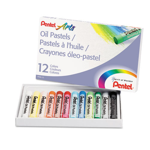 Image of Pentel® Oil Pastel Set With Carrying Case, 12 Assorted Colors, 0.38" Dia X 2.38", 12/set