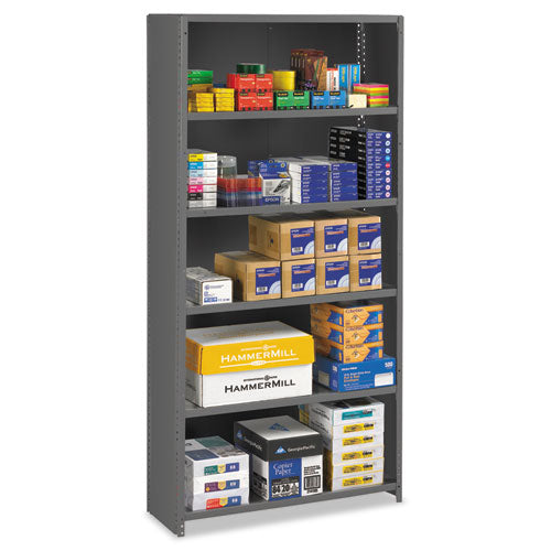 Image of Tennsco Closed Commercial Steel Shelving, Six-Shelf, 36w x 12d x 75h, Medium Gray