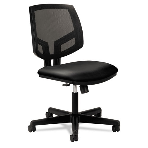 Image of HON® Volt Series Mesh Back Leather Task Chair With Synchro-Tilt, Supports Up To 250 Lb, 18.13" To 22.38" Seat Height, Black