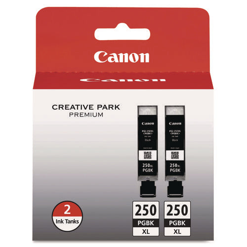 Image of Canon® 6432b004 (pgi-250xl) Chromalife100+ High-Yield Ink, 500 Page-Yield, Black, 2/pack