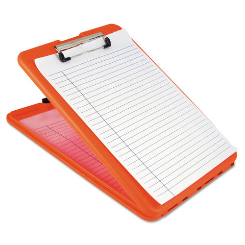 Image of Saunders SlimMate Storage Clipboard, 0.5" Clip Capacity, Holds 8.5 x 11 Sheets, Hi-Vis Orange
