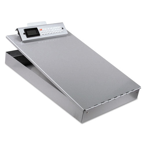 Image of Saunders Redi-Rite Aluminum Storage Clipboard with Calculator, 1" Clip Capacity, Holds 8.5 x 11 Sheets, Silver
