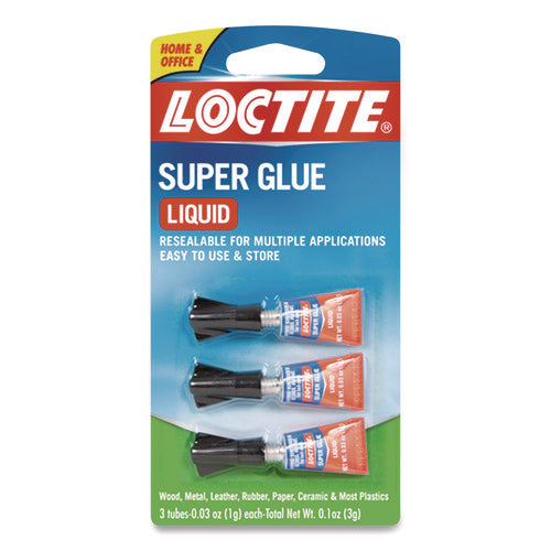 Image of Loctite® Super Glue, 0.11 Oz, Dries Clear, 3/pack