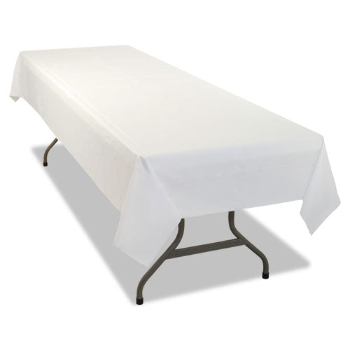 Image of Tablemate® Table Set Rectangular Table Covers, Heavyweight Plastic, 54" X 108", White, 24/carton