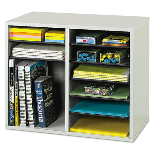 Image of Safco® Fiberboard Literature Sorter, 12 Compartments, 19.63 x 11.88 x 16.13, Gray