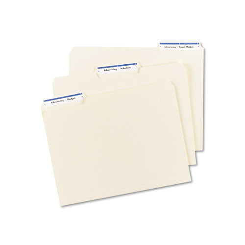 Image of Avery® Permanent TrueBlock File Folder Labels with Sure Feed Technology, 0.66 x 3.44, Blue/White, 30/Sheet, 50 Sheets/Box