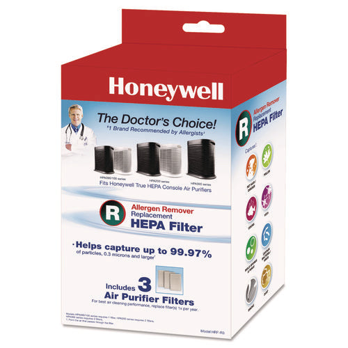 Image of Honeywell Allergen Remover Replacement HEPA Filters, 6.75 x 10.3, 3/Pack