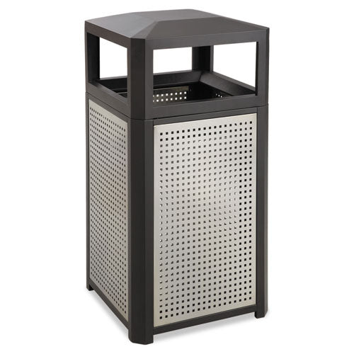 Image of Safco® Evos Series Steel Waste Container, 38 gal, Steel, Black