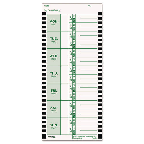 Image of Lathem® Time Time Clock Cards For Lathem Time 800p, One Side, 4 X 9, 100/pack