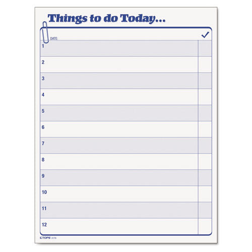 Image of TOPS Things To Do Today Daily Agenda Pad, One-Part (No Copies), 8.5 x 11, 100 Forms Total