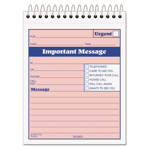 Image of TOPS Telephone Message Book with Fax/Mobile Section, Two-Part Carbonless, 4.25 x 5.5, 50 Forms Total
