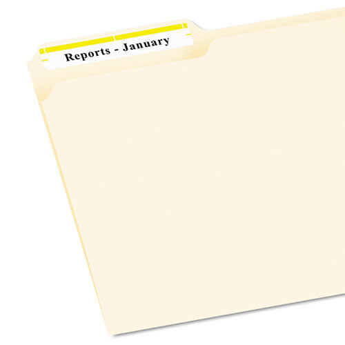 Image of Avery® Permanent TrueBlock File Folder Labels with Sure Feed Technology, 0.66 x 3.44, Yellow/White, 30/Sheet, 50 Sheets/Box