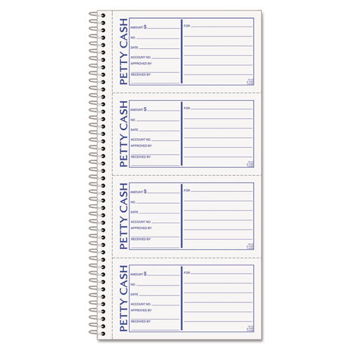 Image of TOPS Petty Cash Receipt Book, Two-Part Carbonless, 5 x 2.75, 4 Forms/Sheet, 200 Forms Total