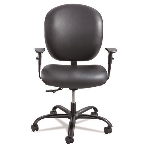 Image of Safco® Alday Intensive-Use Chair, Supports Up To 500 Lb, 17.5" To 20" Seat Height, Black Vinyl Seat/back, Black Base