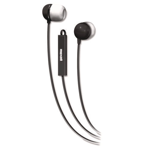 Image of Maxell® In-Ear Buds with Built-in Microphone, 4 ft Cord, Black