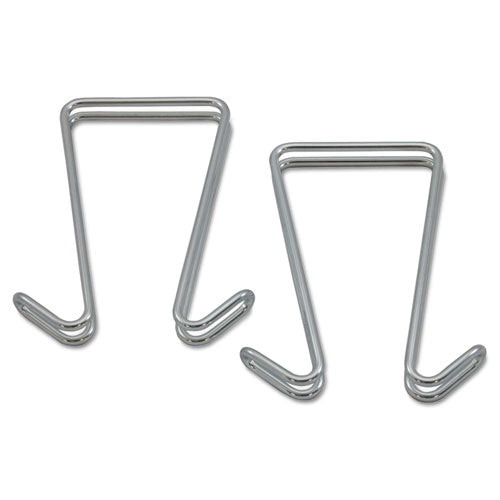 Image of Alera® Double Sided Partition Garment Hook, Steel, 0.5 x 3.38 x 4.75, Over-the-Door/Over-the-Panel Mount, Silver, 2/Pack