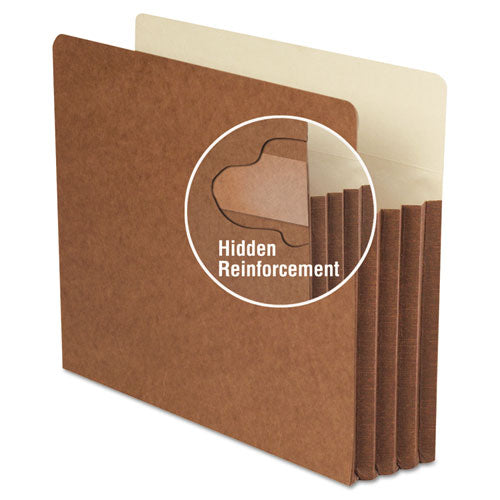 Image of Smead Redrope TUFF Pocket Drop-Front File Pockets with Fully Lined Gussets, 7" Expansion, Legal Size, Redrope, 5/Box