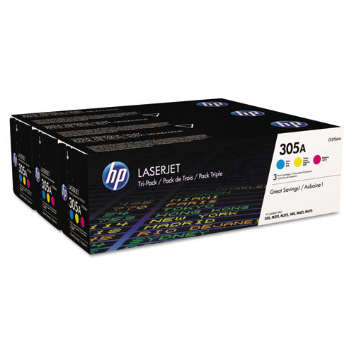 Image of HP HP 305a, (cf370a-M) 3-Pack Cyan/magenta/yellow Original Laserjet Toner Cartridges