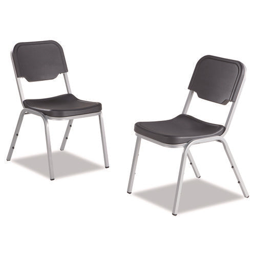Image of Iceberg Rough n Ready Stack Chair, Supports Up to 500 lb, 17.5" Seat Height, Charcoal Seat, Charcoal Back, Silver Base, 4/Carton