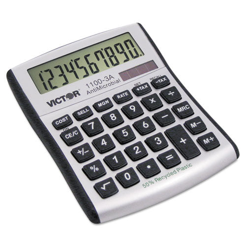 Image of Victor® 1100-3a Antimicrobial Compact Desktop Calculator, 10-Digit Lcd