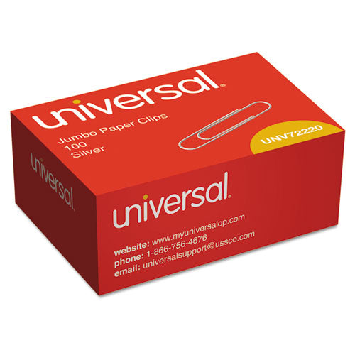 Image of Universal® Paper Clips, Jumbo, Smooth, Silver, 100/Box