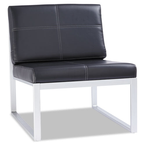 Image of Alera® Alera Ispara Series Armless Chair, 26.57" x 30.71" x 31.1", Black Seat, Black Back, Silver Base