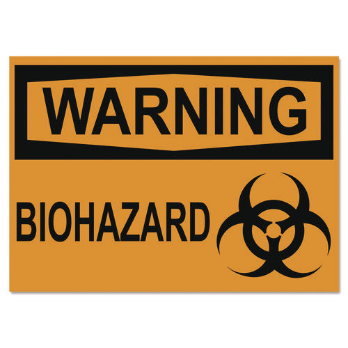 Image of Headline® Sign Osha Safety Signs, Warning Biohazard, Orange/black, 10 X 14