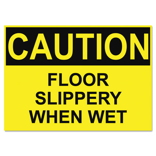 Image of Headline® Sign Osha Safety Signs, Caution Slippery When Wet, Yellow/black, 10 X 14