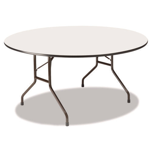Image of Iceberg OfficeWorks Wood Folding Table, Round, 60" x 29", Gray Top, Charcoal Base